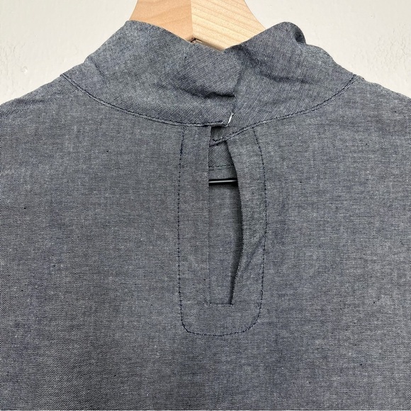 Tish Cox Women Blouse XXS Gray Ballon Sleeve Mock Neck Office Business Keyhole - Picture 7 of 10